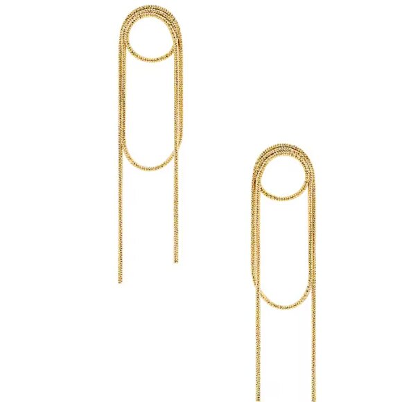NEW~ Anthropologie Amber Sceats "Fletcher" Gold Coiled Chain Earrings - Picture 3 of 10